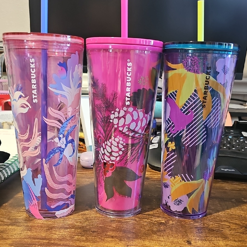 Starbucks Colorful Floral Tumbler Set – Limited Edition Reusable Cups!